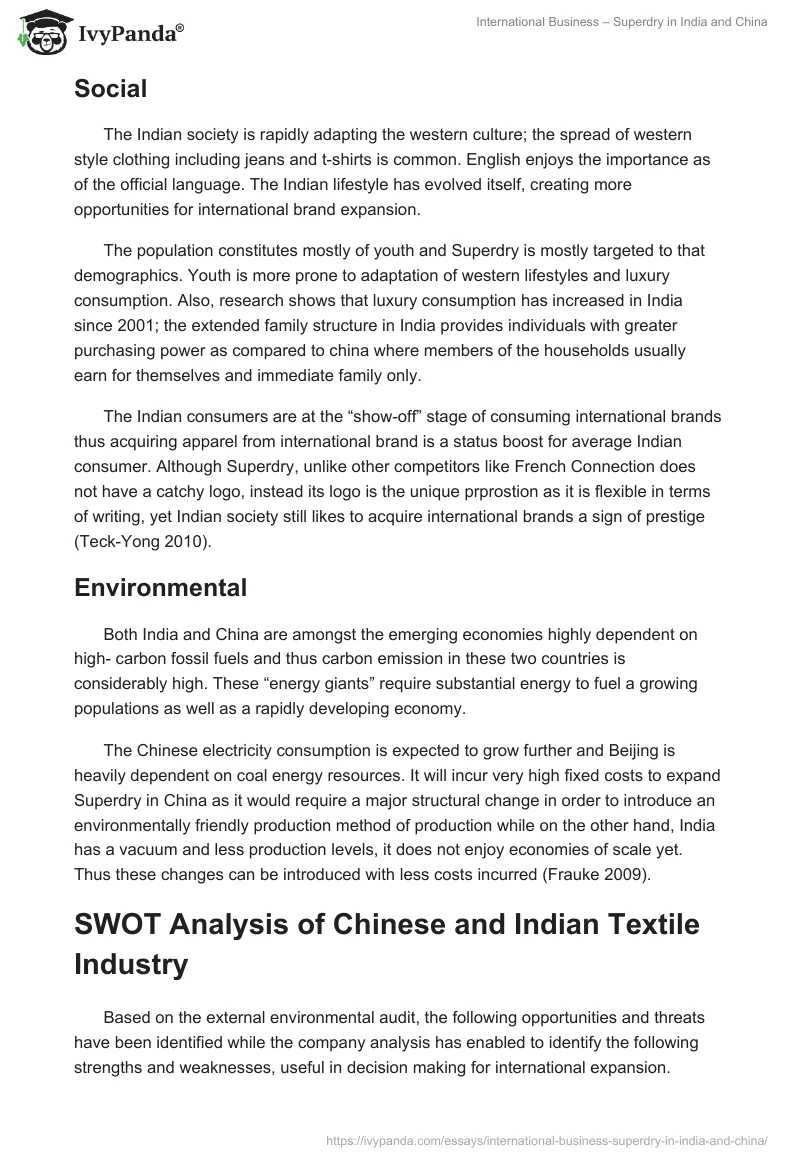International Business – Superdry in India and China. Page 5