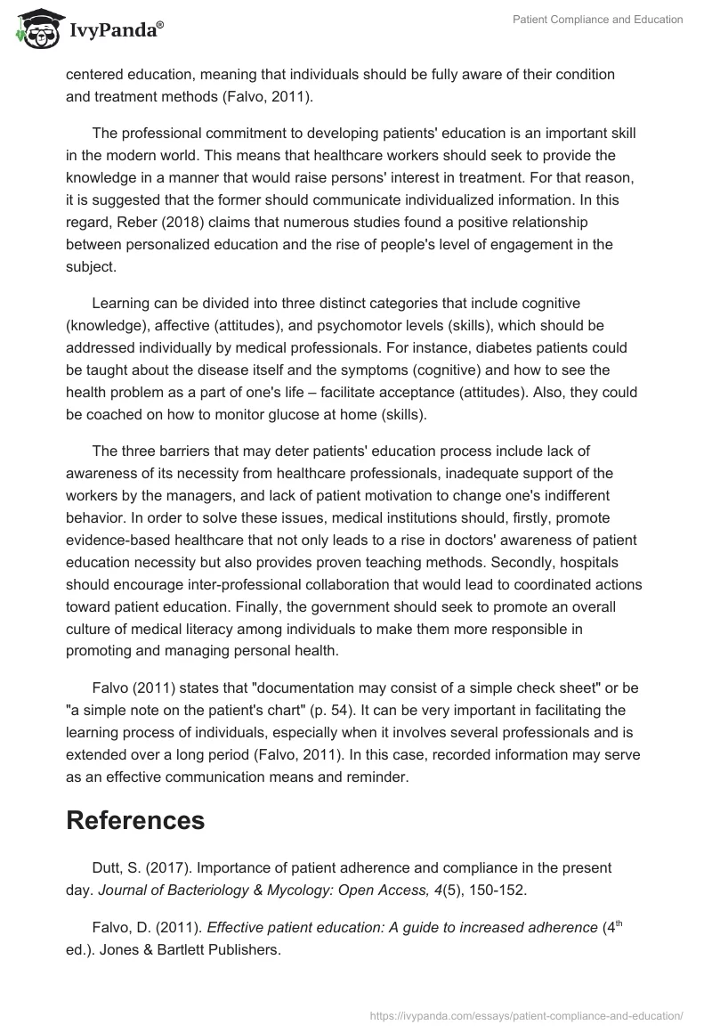 Patient Compliance and Education. Page 2