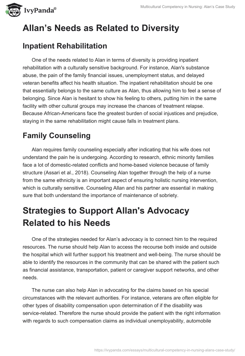 Multicultural Competency in Nursing: Alan’s Case Study. Page 2