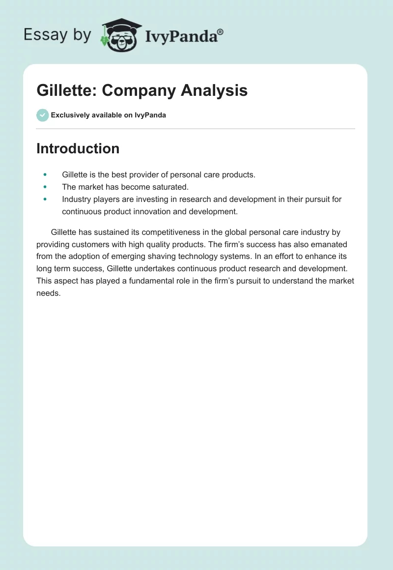 Gillette: Company Analysis. Page 1