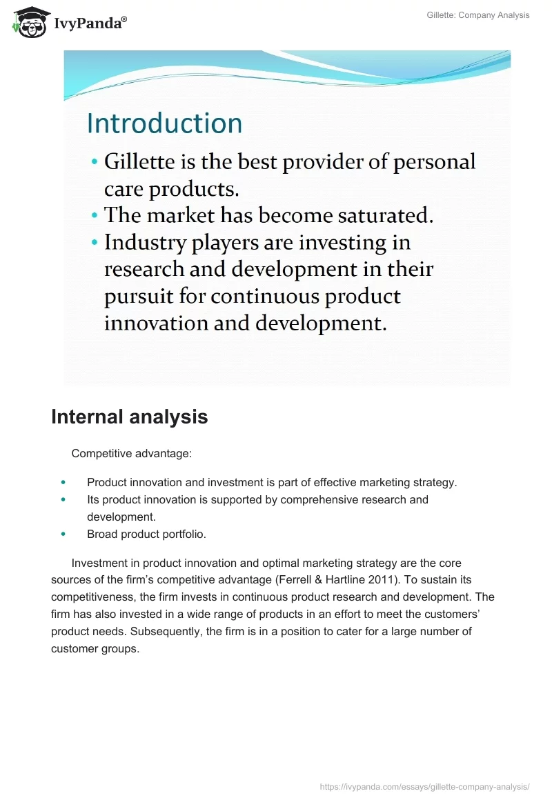 Gillette: Company Analysis. Page 2
