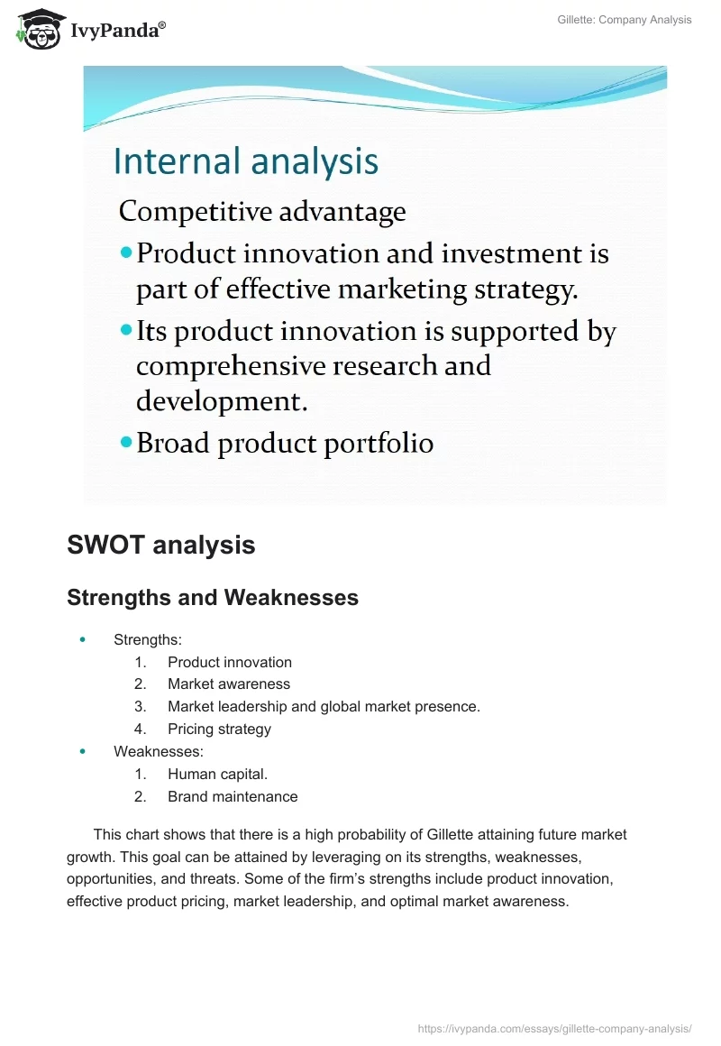 Gillette: Company Analysis. Page 3