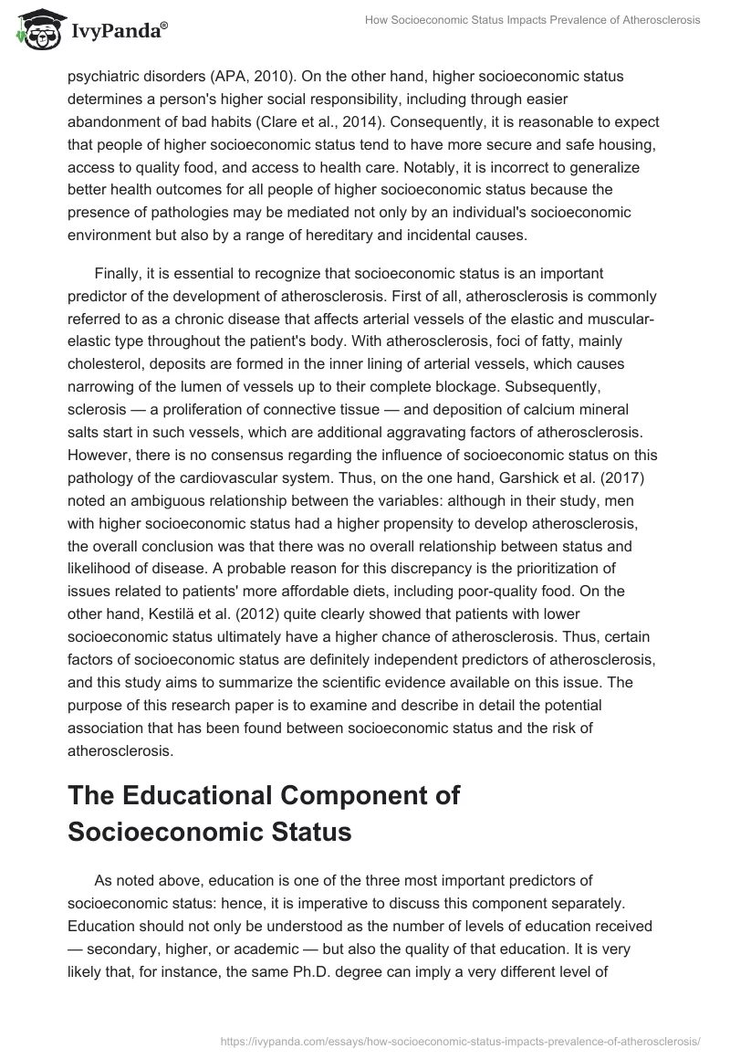 How Socioeconomic Status Impacts Prevalence of Atherosclerosis. Page 2
