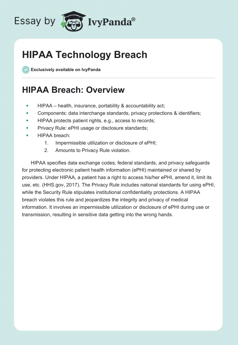 HIPAA Technology Breach. Page 1