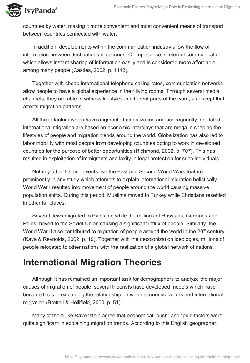 Economic Factors and International Migration. Page 3