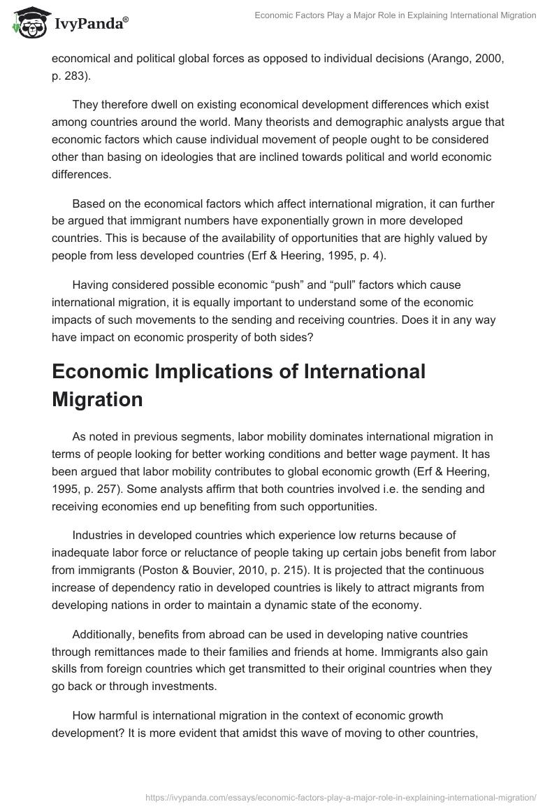 Economic Factors and International Migration. Page 5