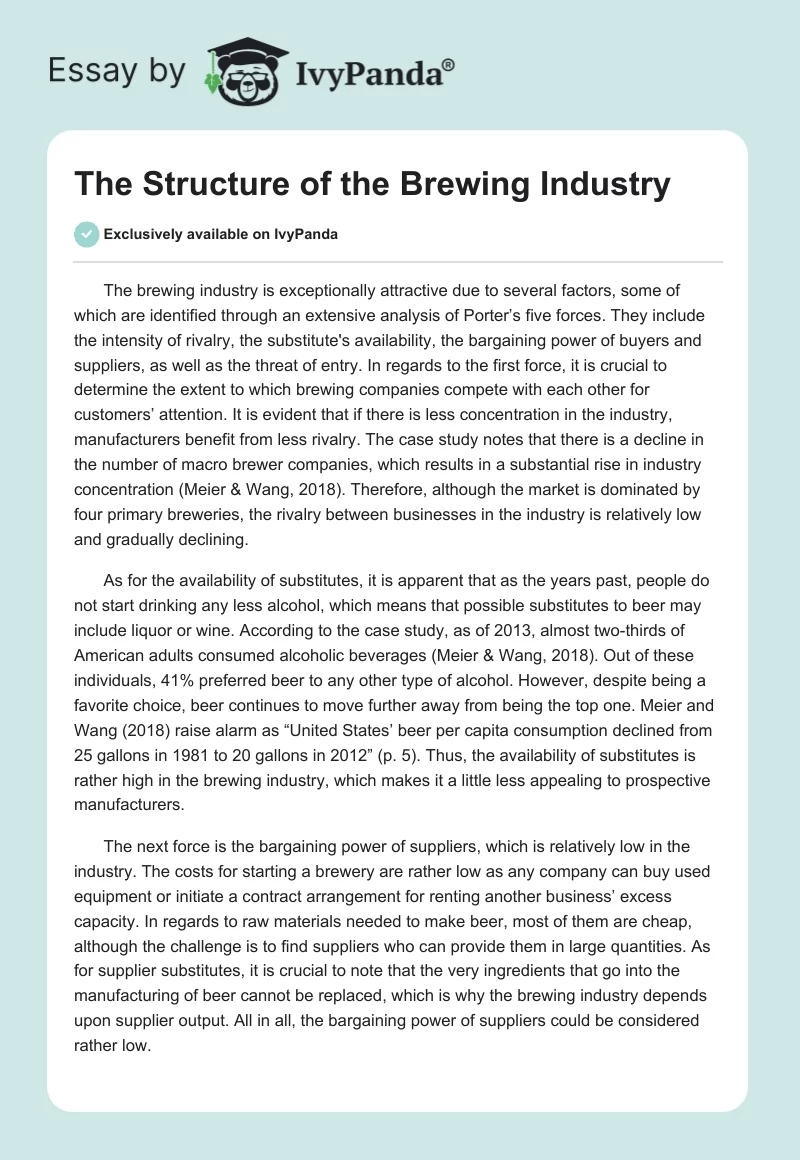 The Structure of the Brewing Industry. Page 1