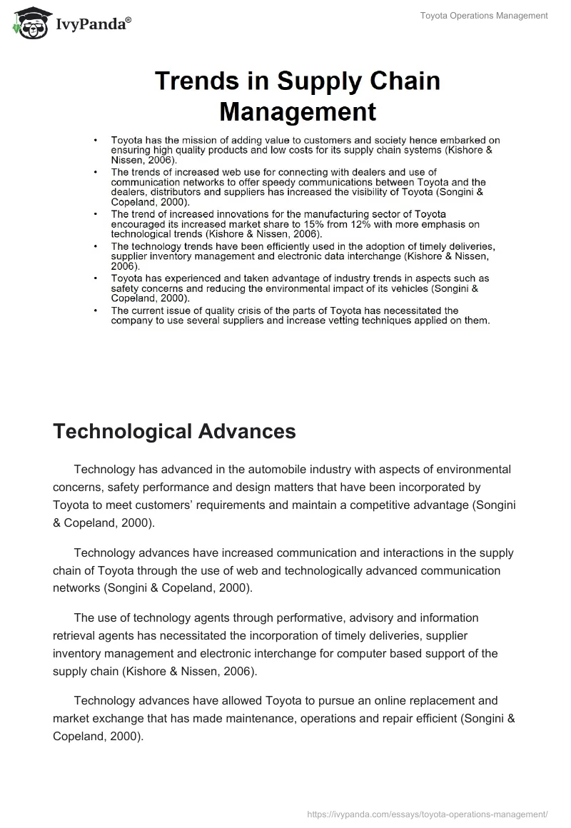 Toyota Operations Management. Page 4