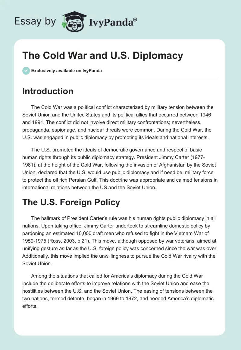 The Cold War and U.S. Diplomacy. Page 1