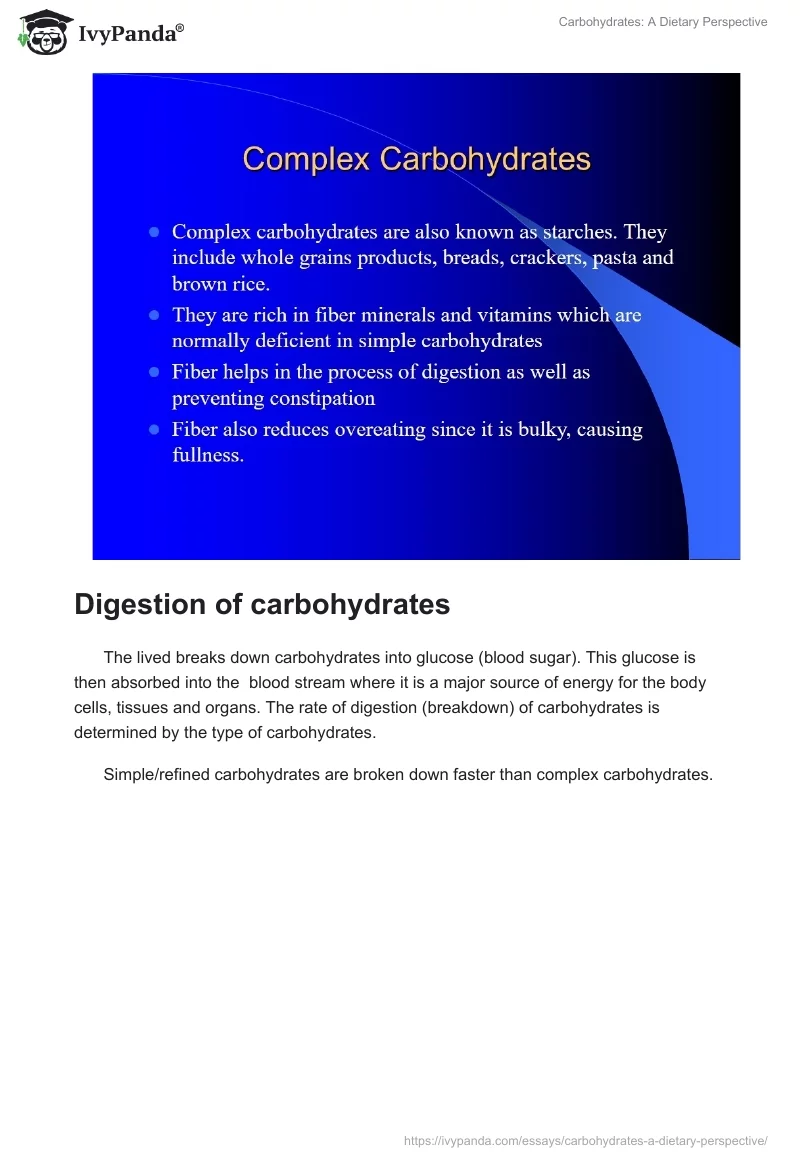 Carbohydrates: A Dietary Perspective. Page 5
