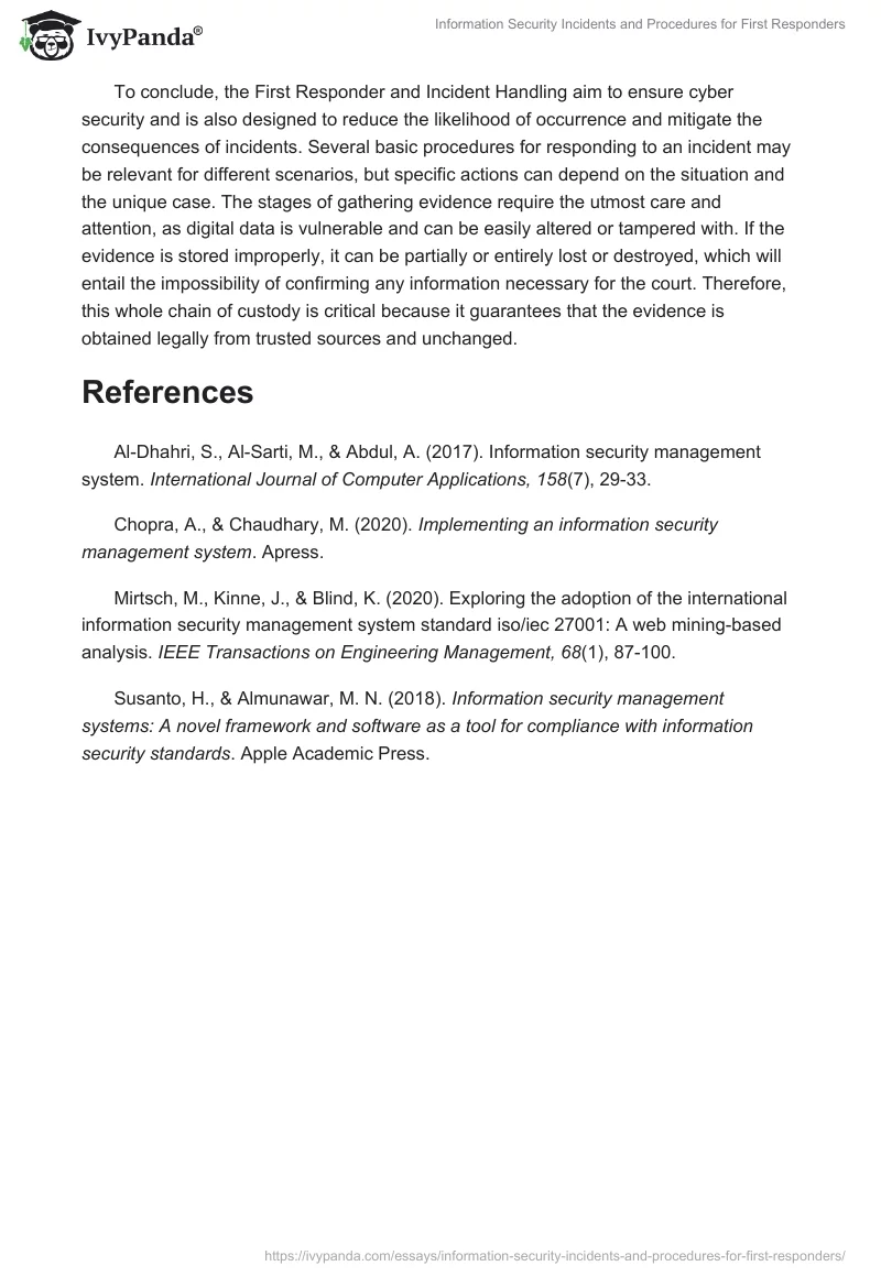 Information Security Incidents and Procedures for First Responders. Page 3