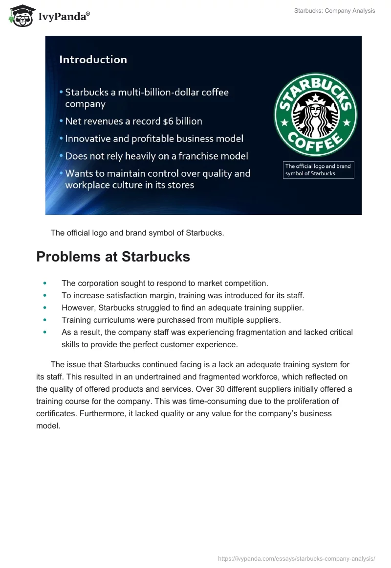 Starbucks: Company Analysis. Page 2