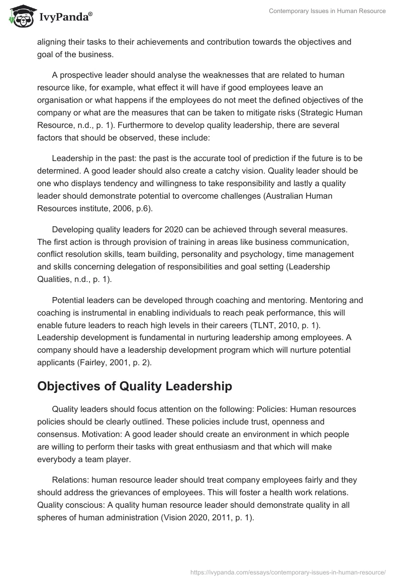 Contemporary Issues in Human Resource. Page 4