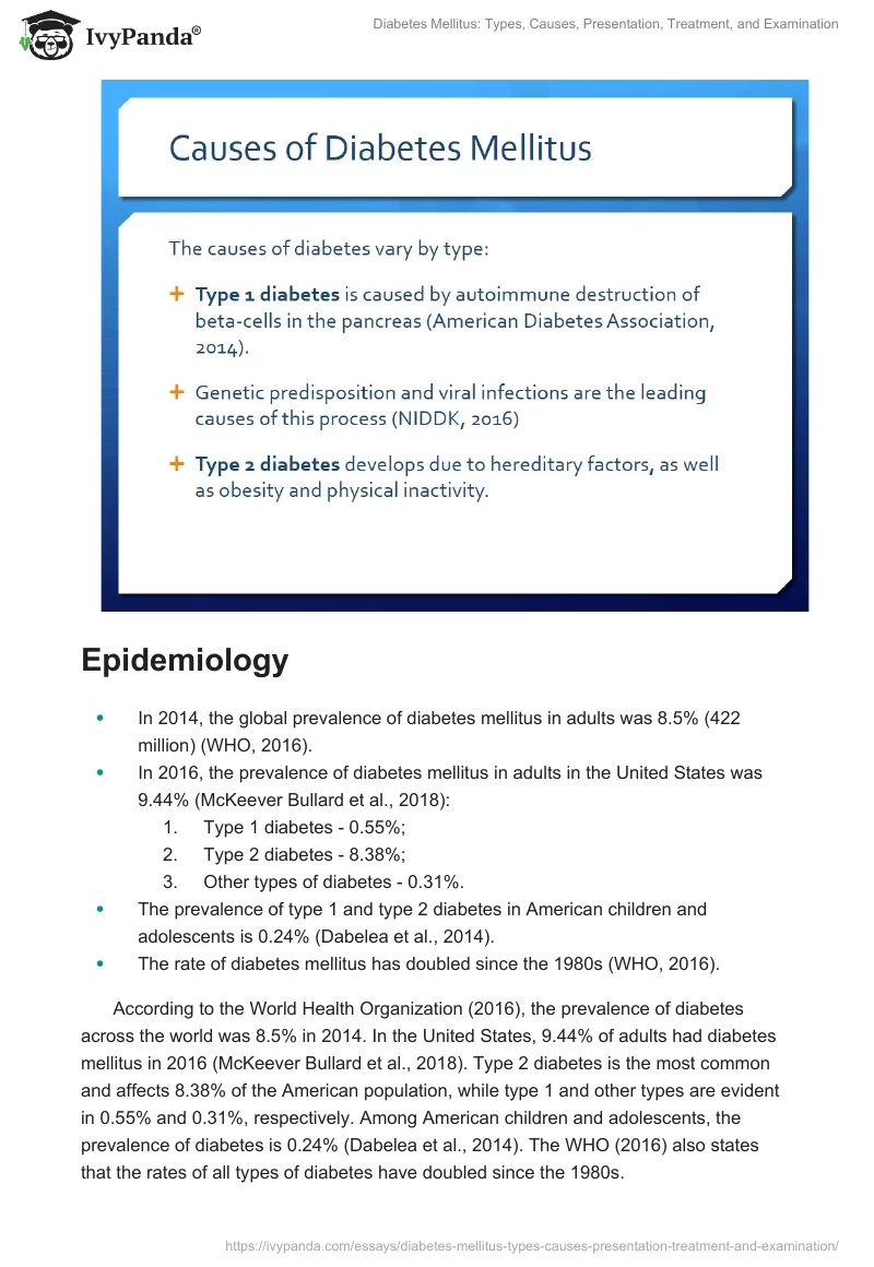 Diabetes Mellitus: Types, Causes, Presentation, Treatment, and Examination. Page 4