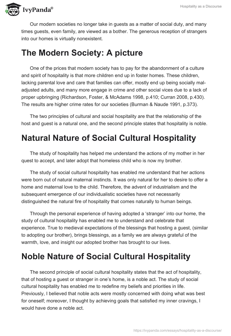 Hospitality as a Discourse. Page 2