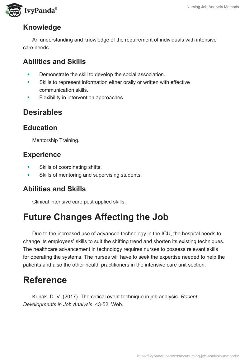 Nursing Job Analysis Methods. Page 3