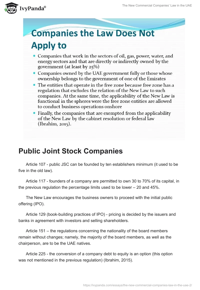 The New Commercial Companies’ Law in the UAE. Page 4