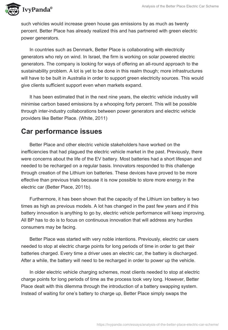Analysis of the Better Place Electric Car Scheme. Page 2