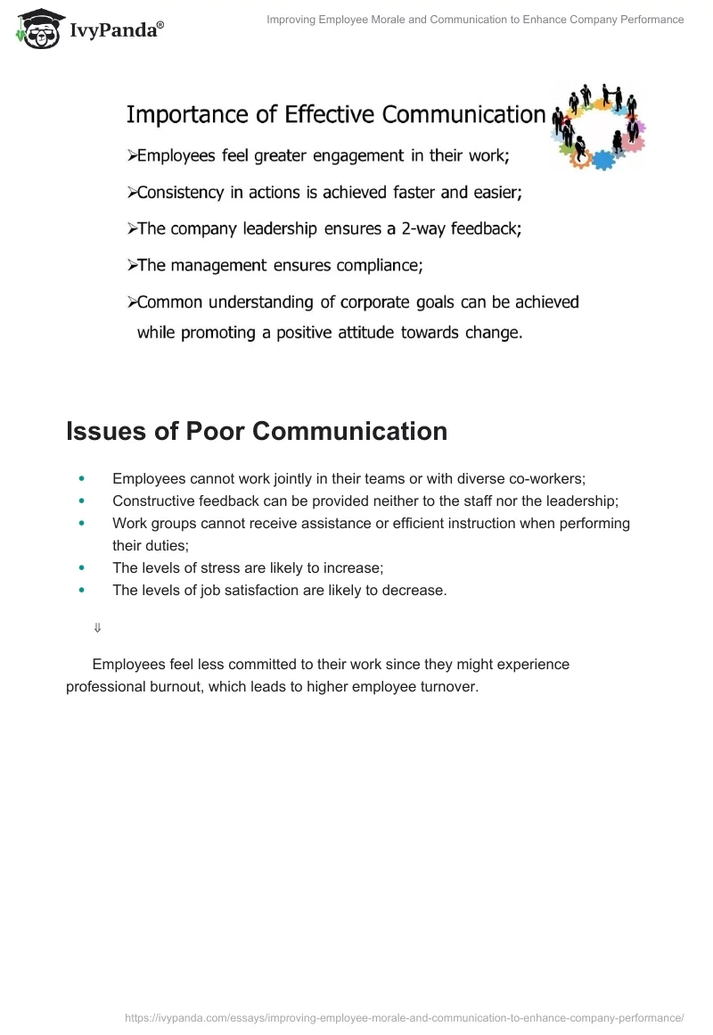 Improving Employee Morale and Communication to Enhance Company Performance. Page 3