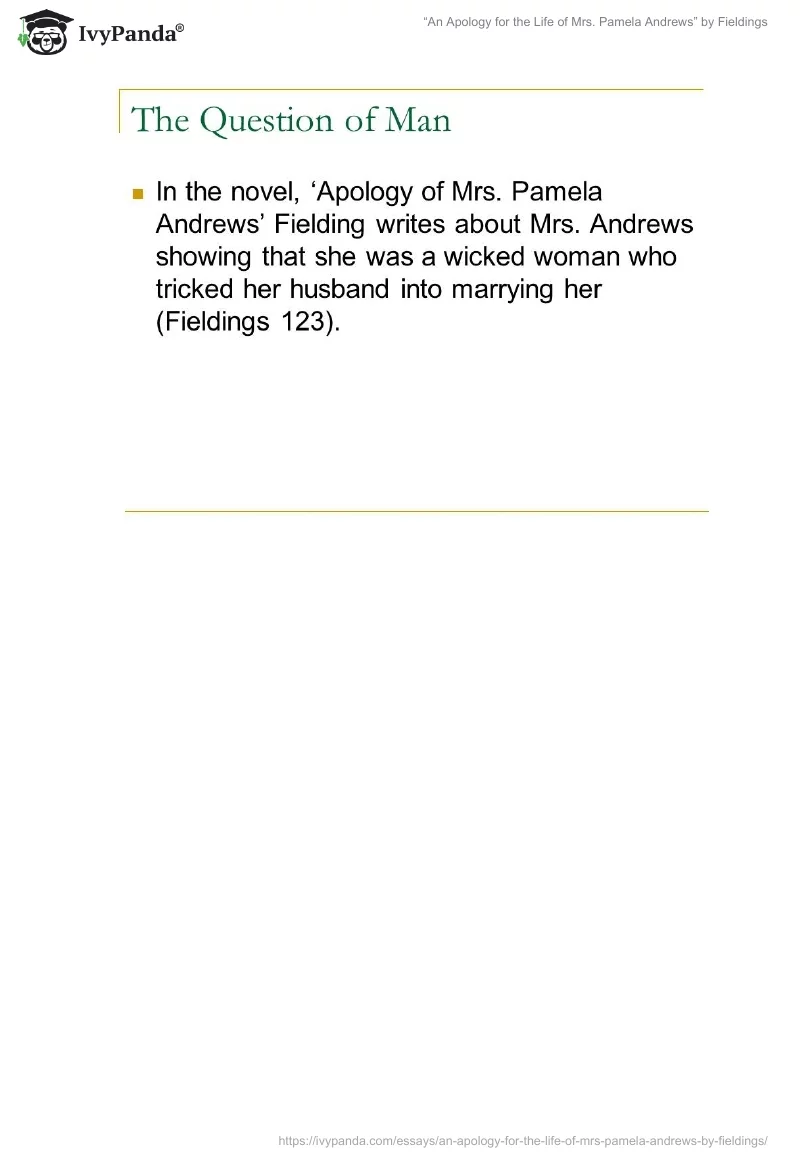 “An Apology for the Life of Mrs. Pamela Andrews” by Fieldings. Page 2