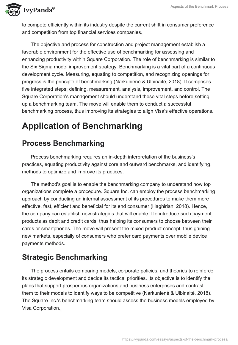 Aspects of the Benchmark Process. Page 2