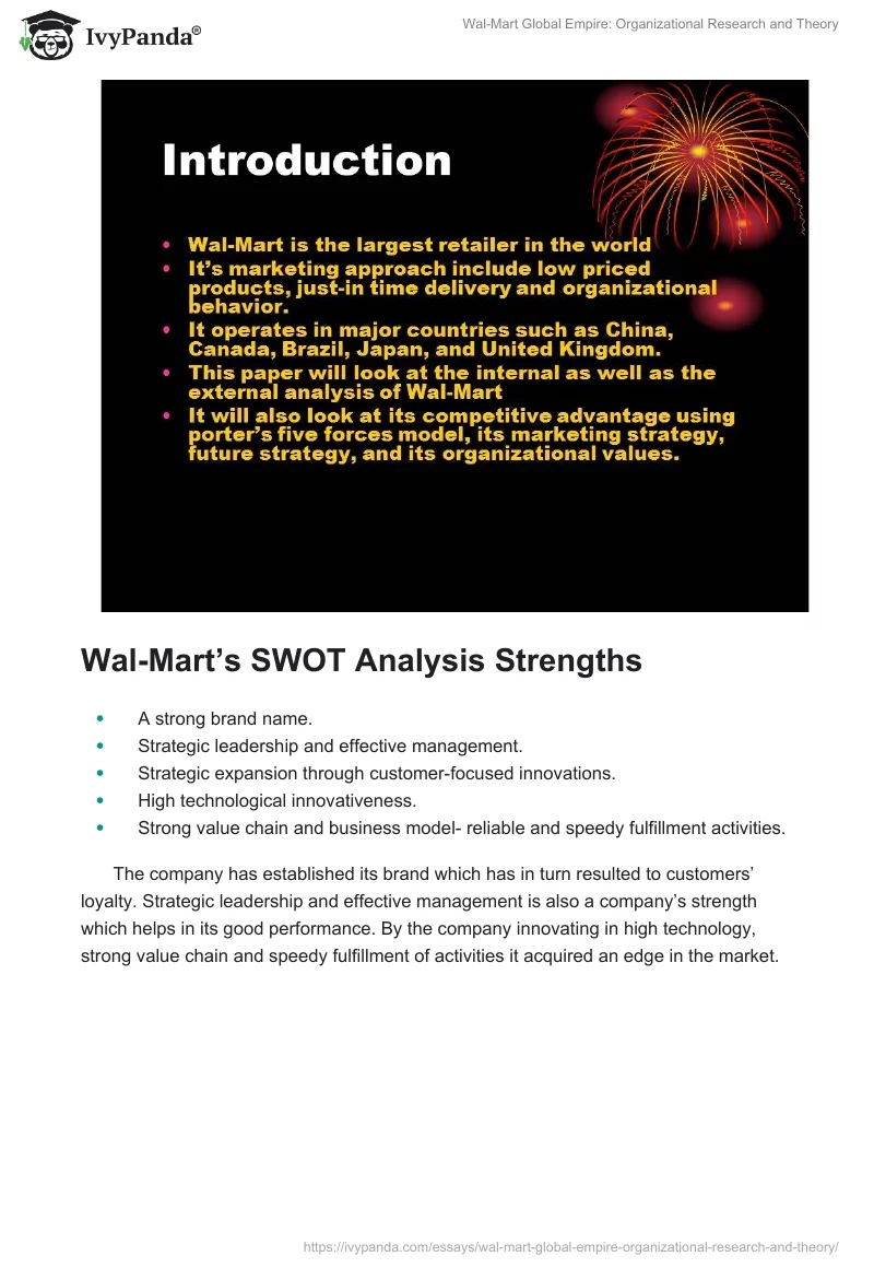Wal-Mart Global Empire: Organizational Research and Theory. Page 2