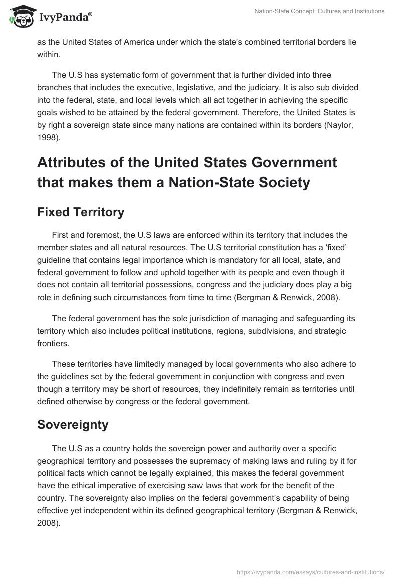 Nation-State Concept: Cultures and Institutions. Page 4