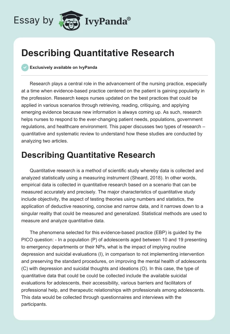Describing Quantitative Research. Page 1