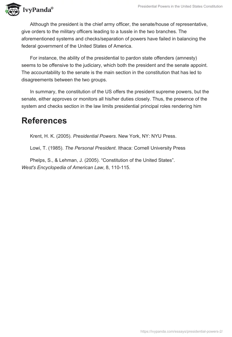 Presidential Powers in the United States Constitution. Page 3