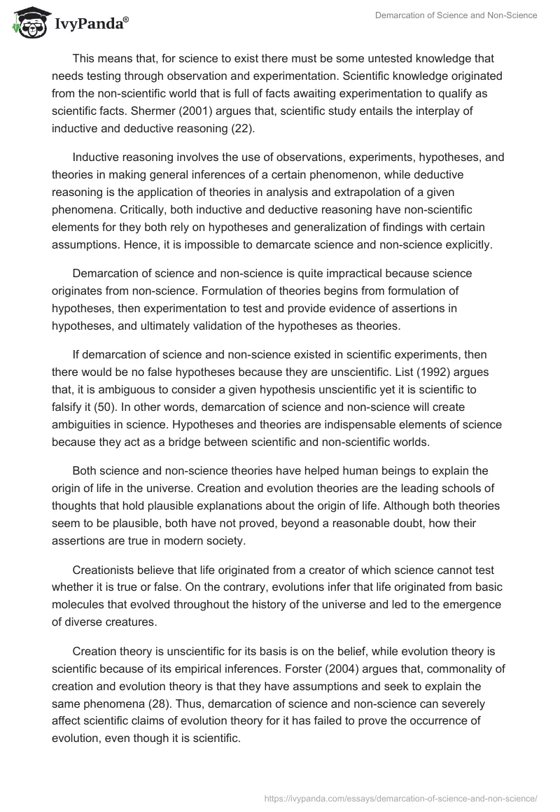 Demarcation of Science and Non-Science. Page 2