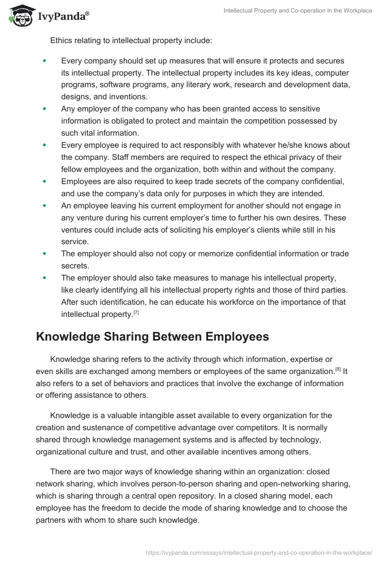 Intellectual Property and Co-operation in the Workplace. Page 4