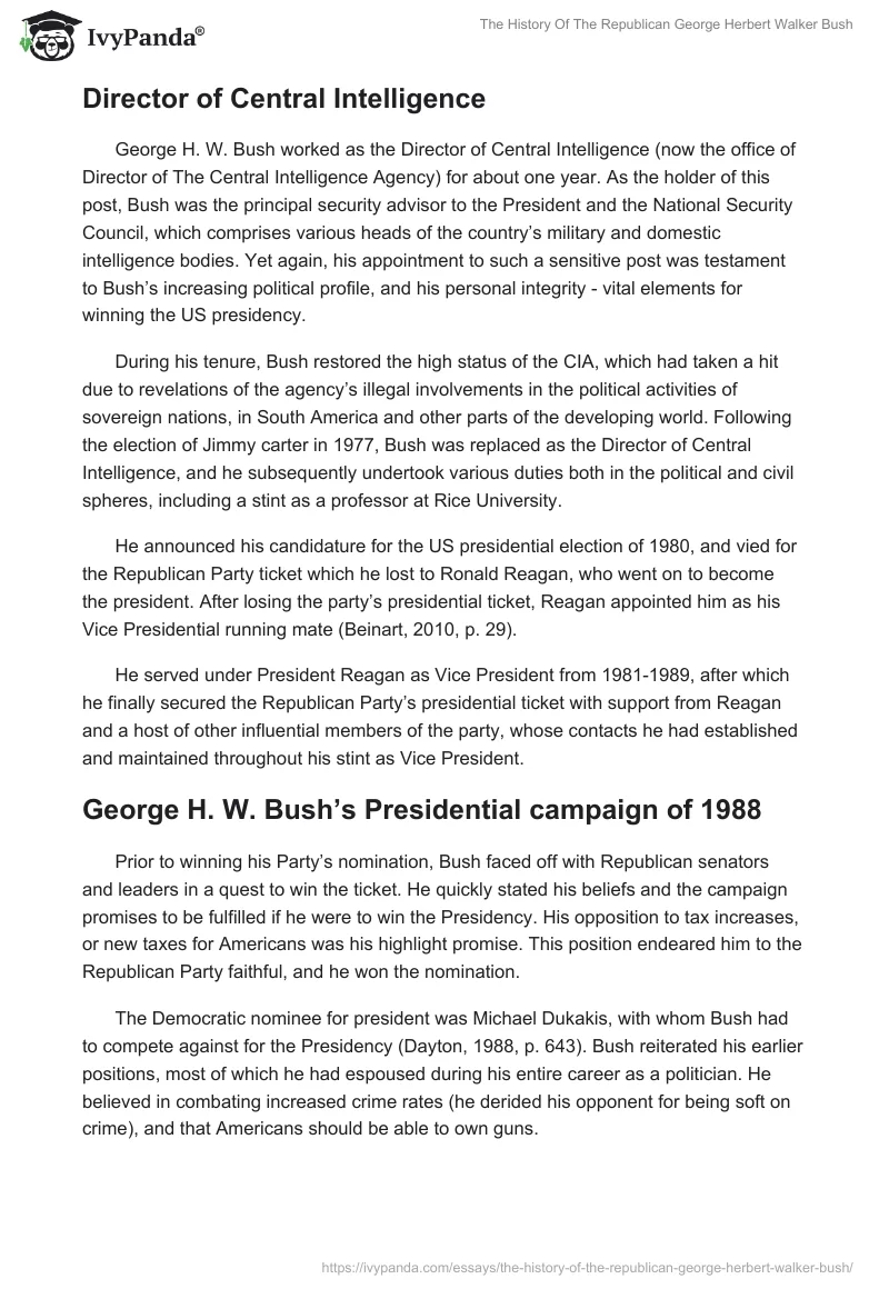 The History Of The Republican George Herbert Walker Bush. Page 4