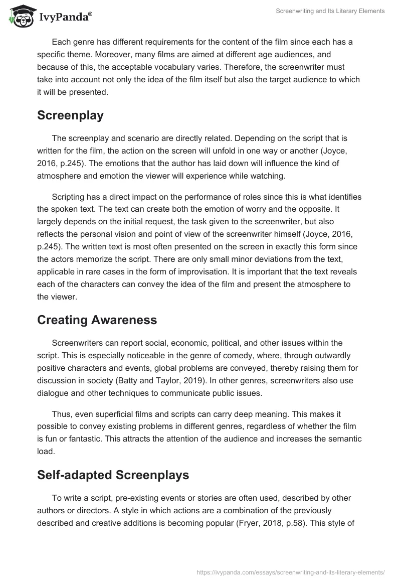 Screenwriting and Its Literary Elements. Page 4