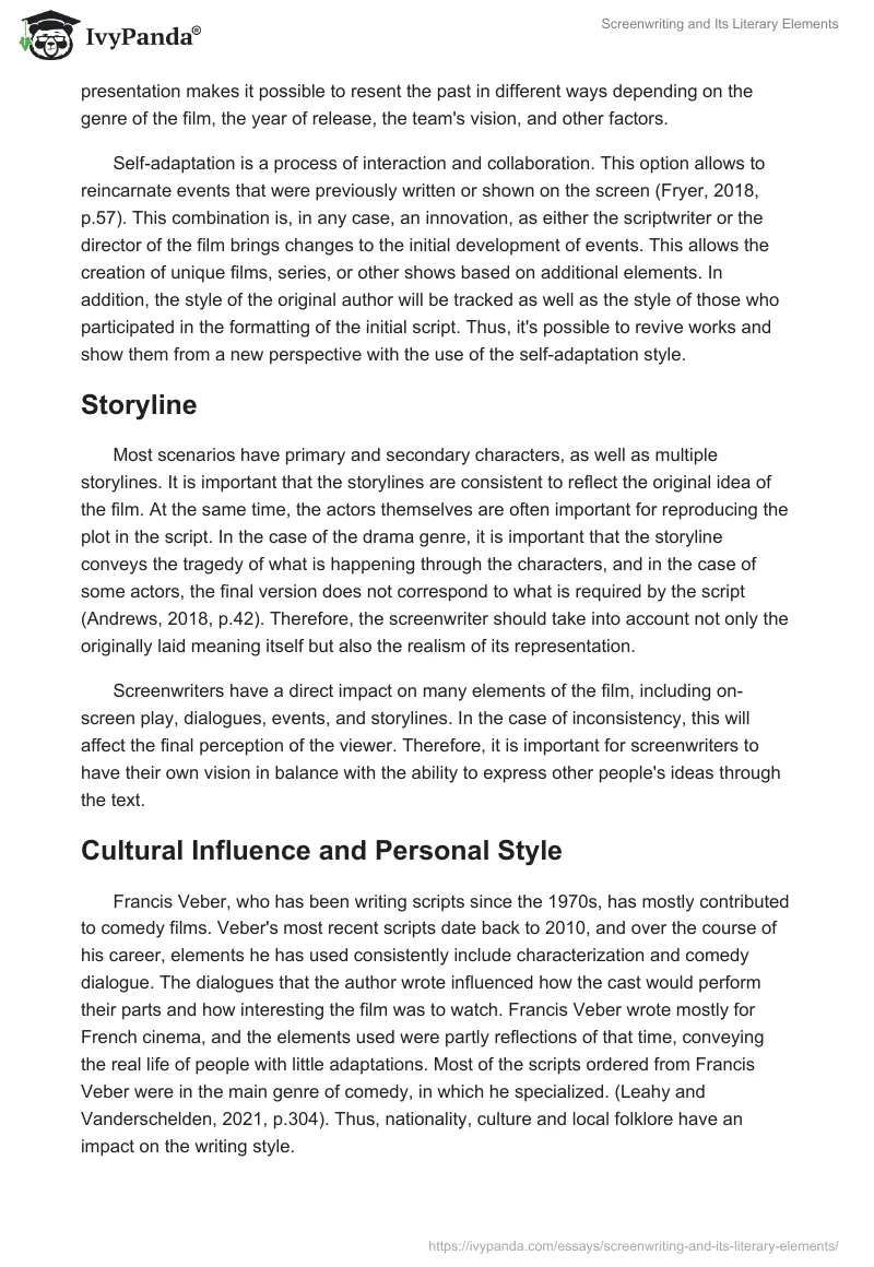Screenwriting and Its Literary Elements. Page 5