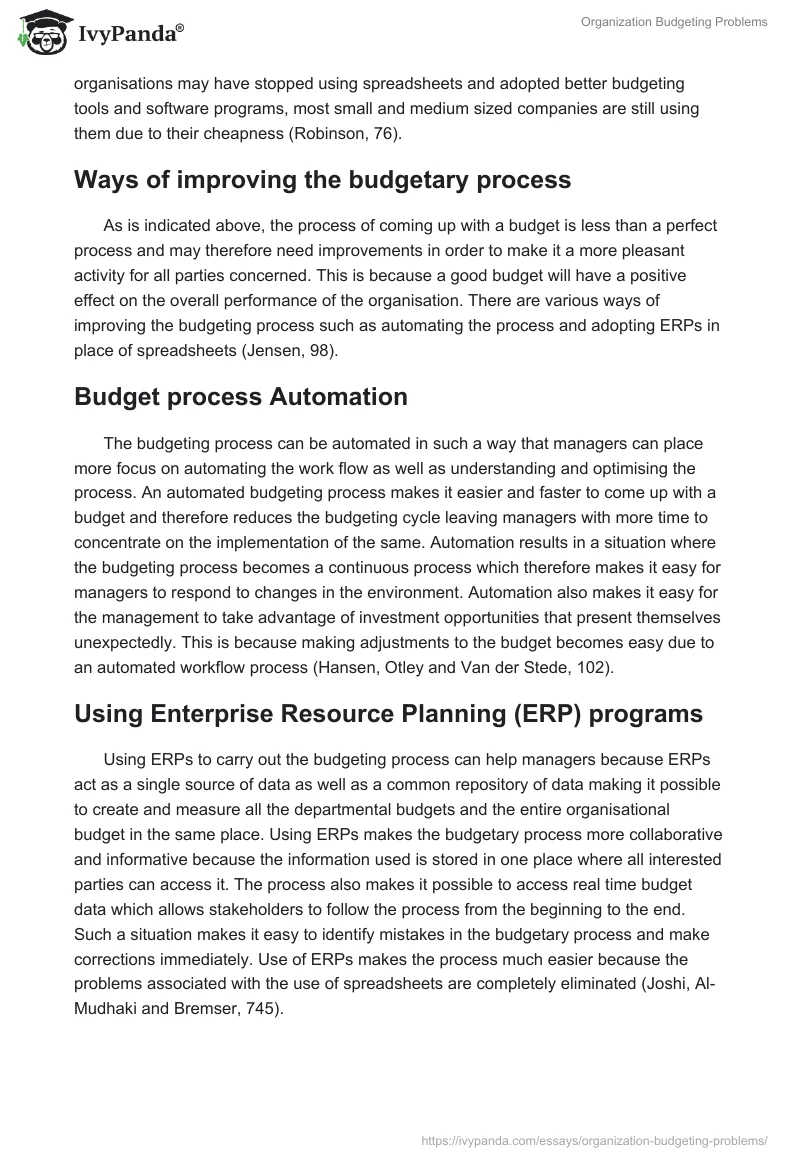Organization Budgeting Problems. Page 3