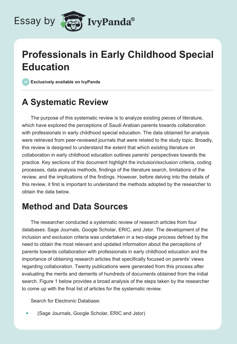 special education research paper