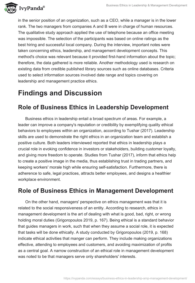 Business Ethics in Leadership & Management Development. Page 2