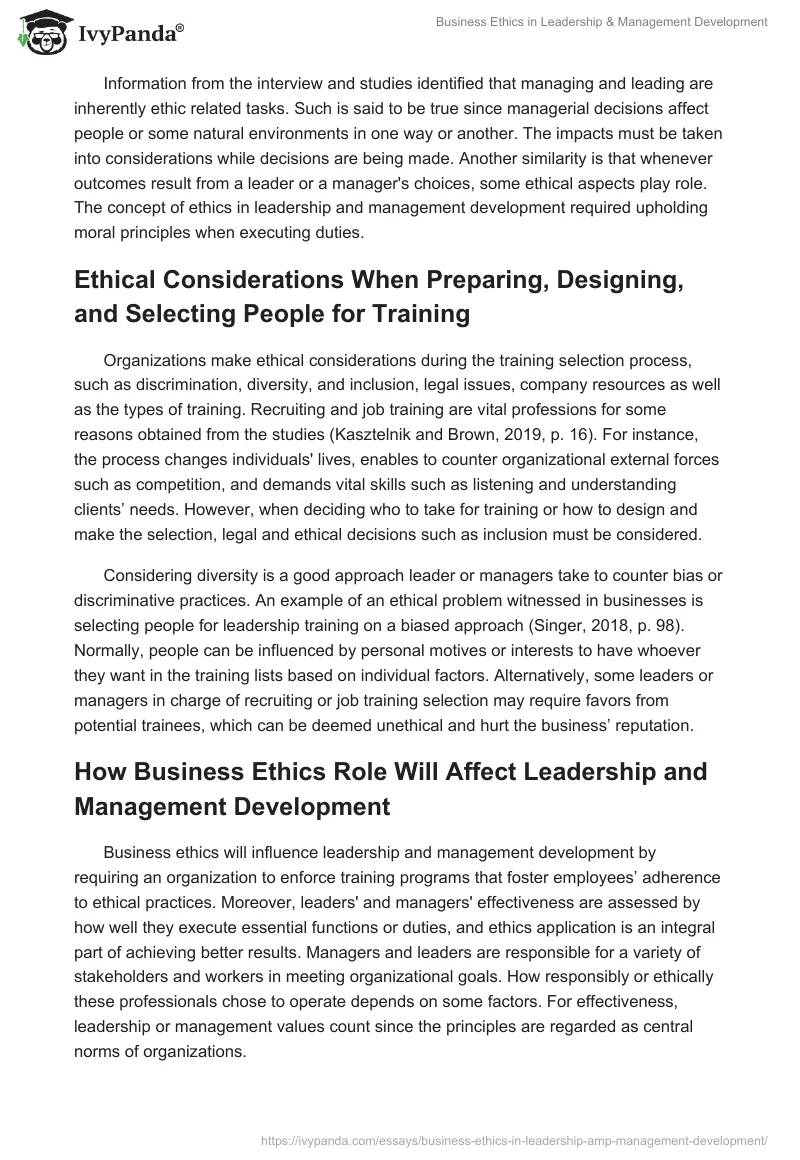 Business Ethics in Leadership & Management Development. Page 3