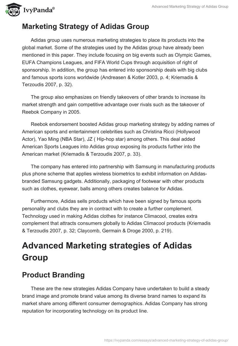 Advanced Marketing Strategy of Adidas Group. Page 3