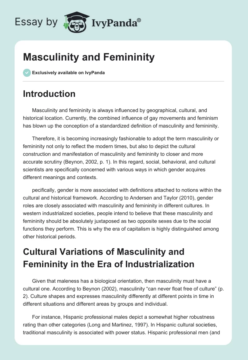 Masculinity and Femininity. Page 1
