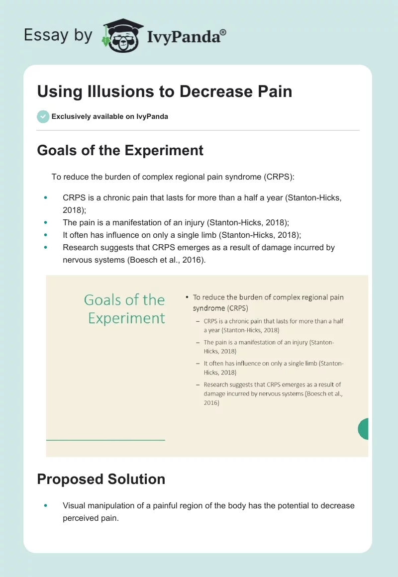 Using Illusions to Decrease Pain. Page 1