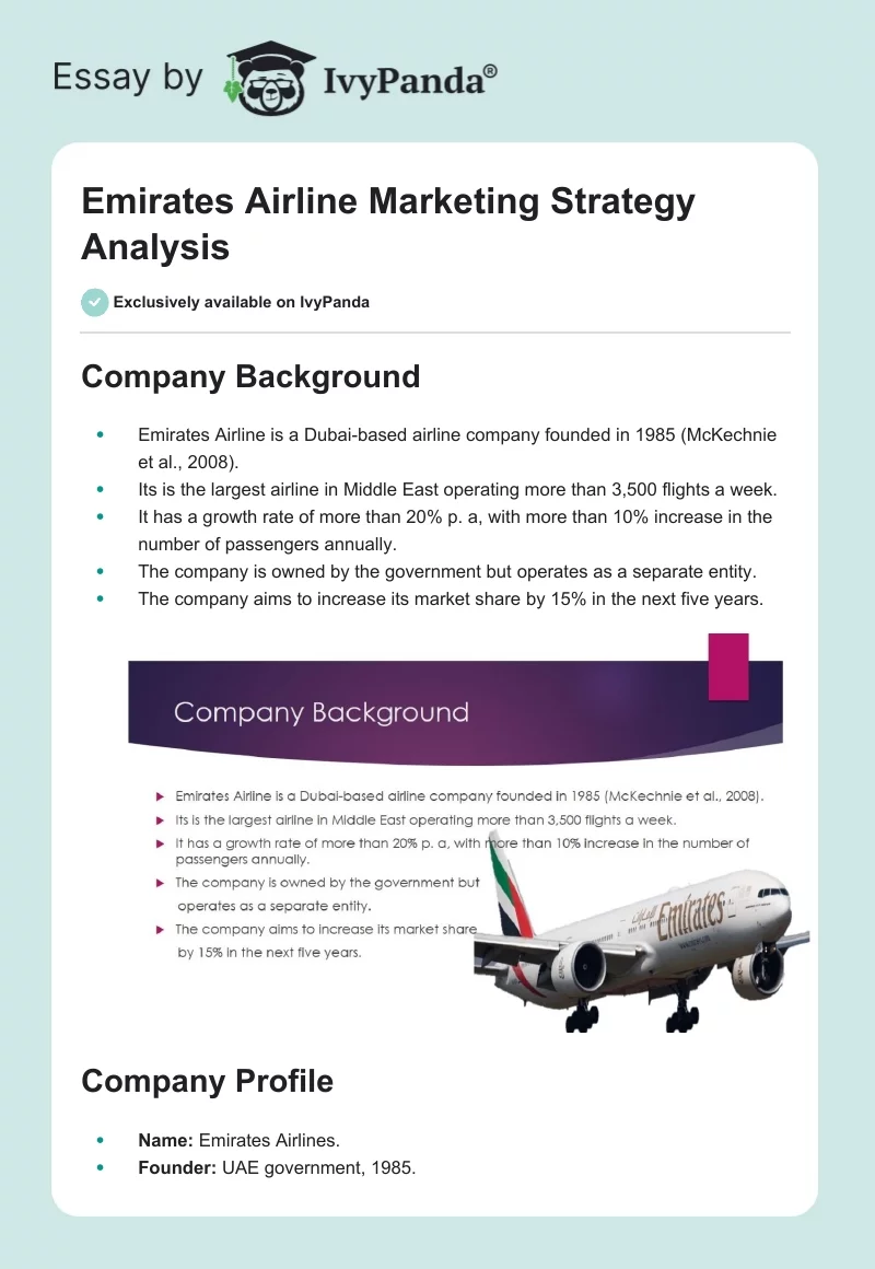 Emirates Airline Marketing Strategy Analysis. Page 1