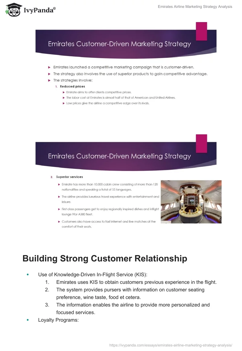 Emirates Airline Marketing Strategy Analysis. Page 4