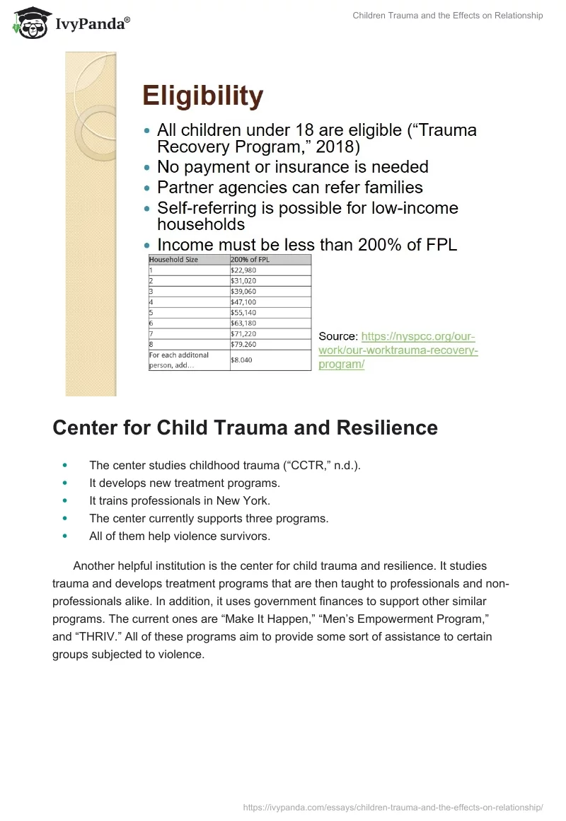 Children Trauma and the Effects on Relationship. Page 4