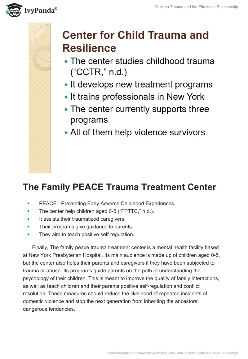Children Trauma and the Effects on Relationship. Page 5
