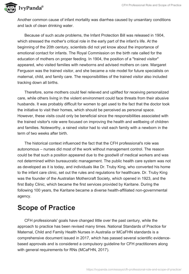 CFH Professional Role and Scope of Practice. Page 2