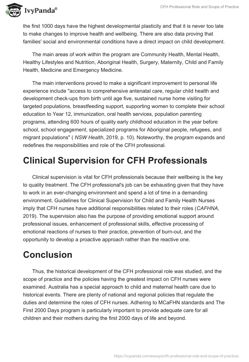 CFH Professional Role and Scope of Practice. Page 5