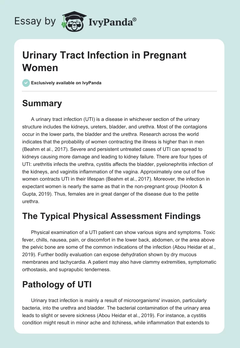 Urinary Tract Infection in Pregnant Women. Page 1