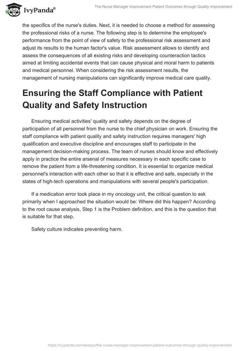 The Nurse Manager Improvement Patient Outcomes through Quality Improvement. Page 2