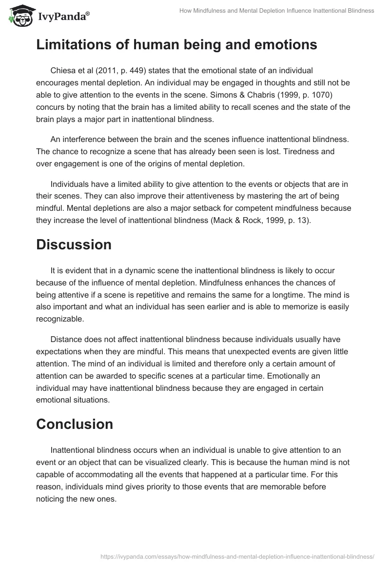 How Mindfulness and Mental Depletion Influence Inattentional Blindness. Page 4